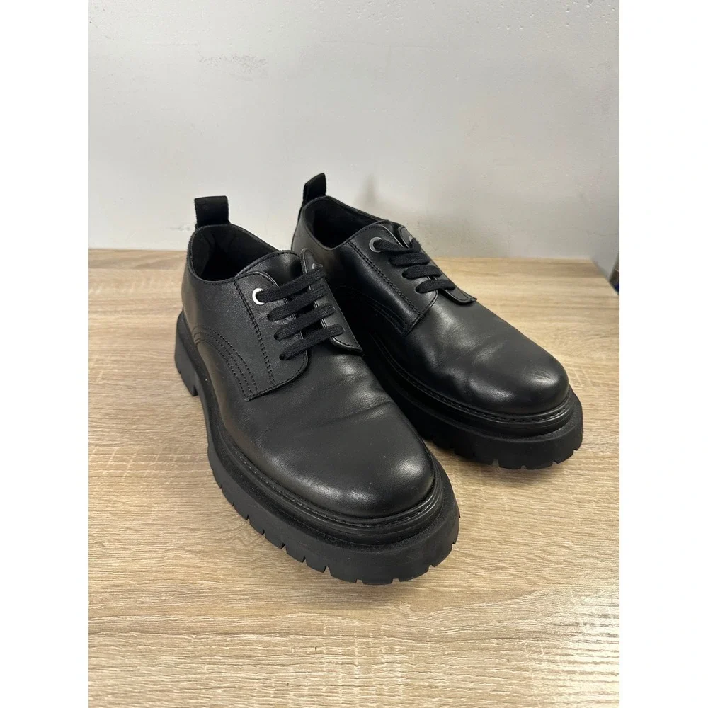COS Black Chunky Leather Derby Shoes Lug Sole Oxfords Made in Portugal Size 41